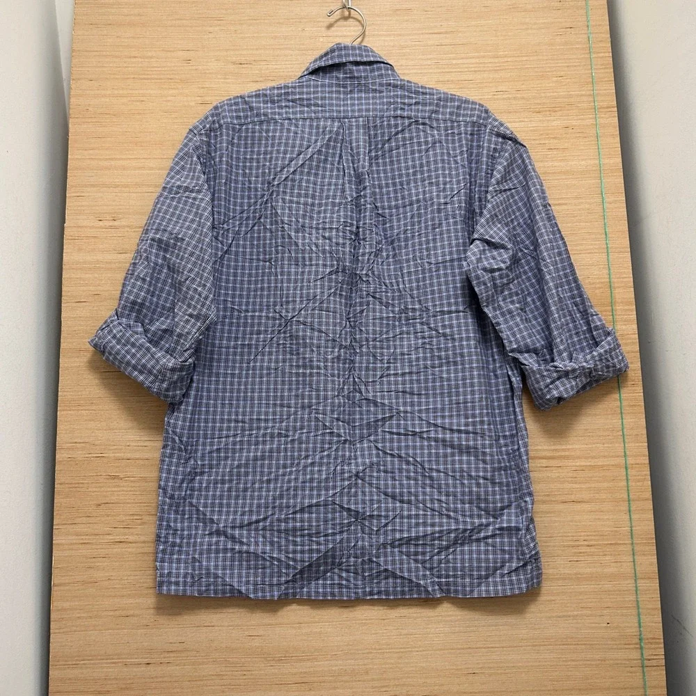 Polo Ralph Lauren Classic Fit Check Button Down Shirt Blue Green Mens 15 32/33